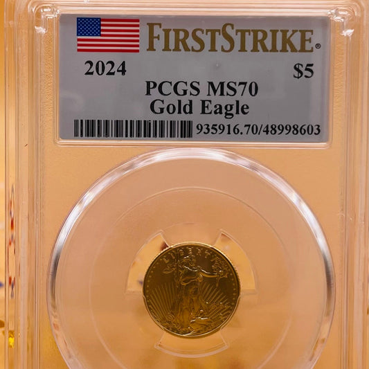 2024 $5 American Gold Eagle PCGS MS70 First Strike Flag Label (Rare 1 of 1,232)