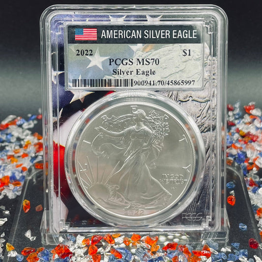 2022 $1 American Silver Eagle PCGS MS70 American Flag Holder (Rare 1 of 1,234)