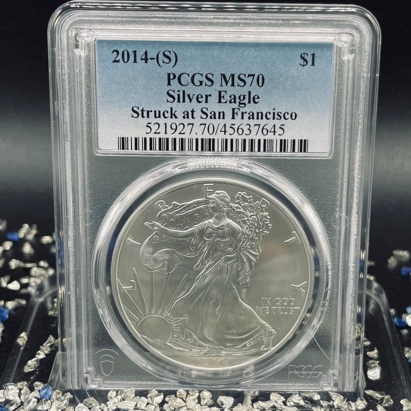 2014 (S) $1 American Silver Eagle PCGS MS70 Business Strike Blue Label Mint Condition (1 of 18,995)