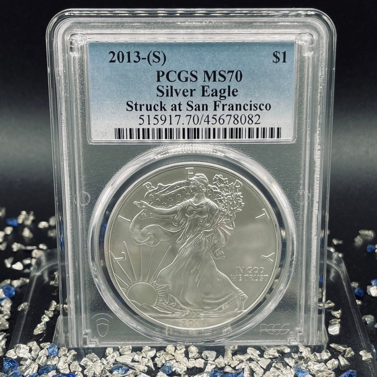 2013 (S) $1 American Silver Eagle PCGS MS70 Business Strike Blue Label (1 of 30,595)