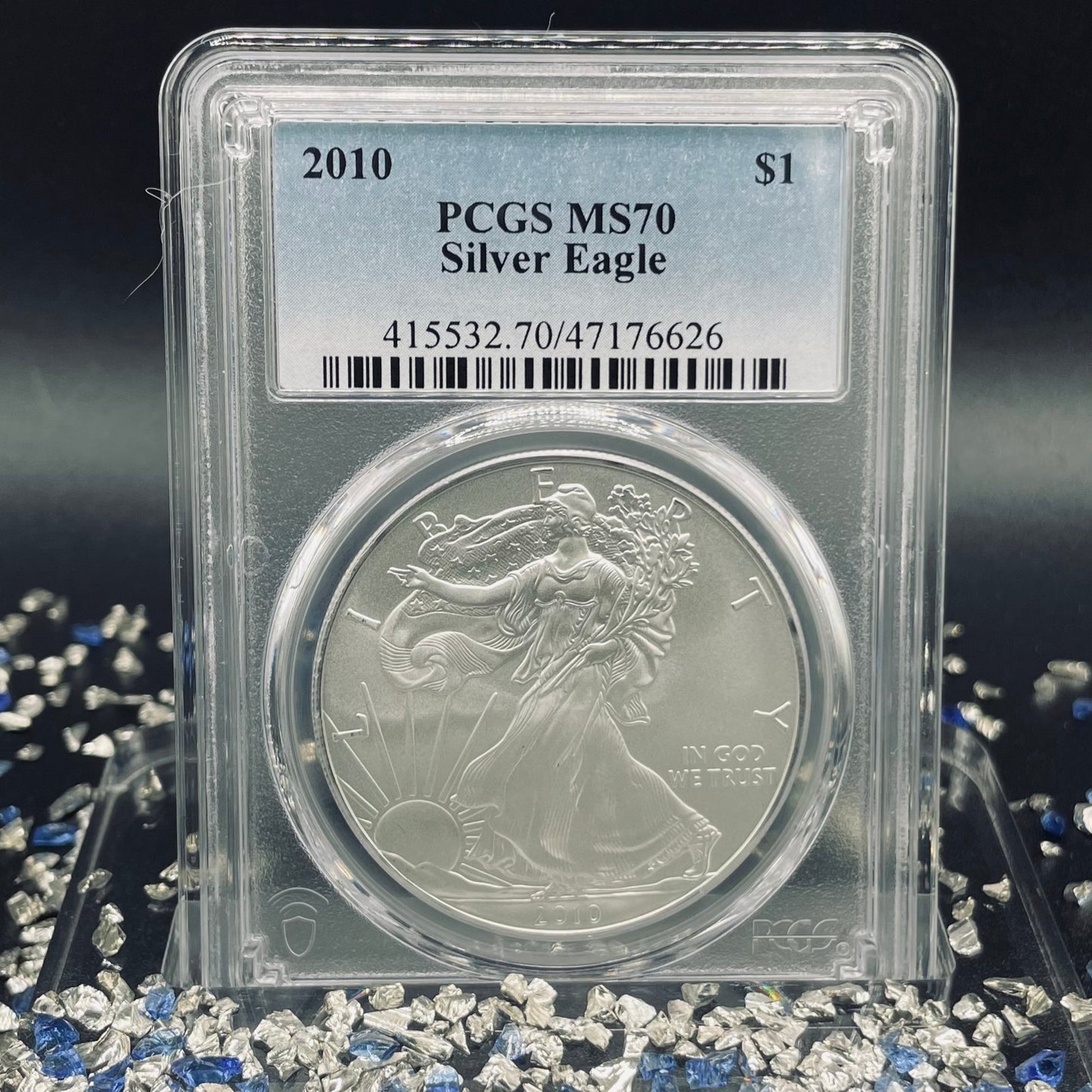 2010 Philadelphia $1 American Silver Eagle PCGS MS70 Business Strike Blue Label