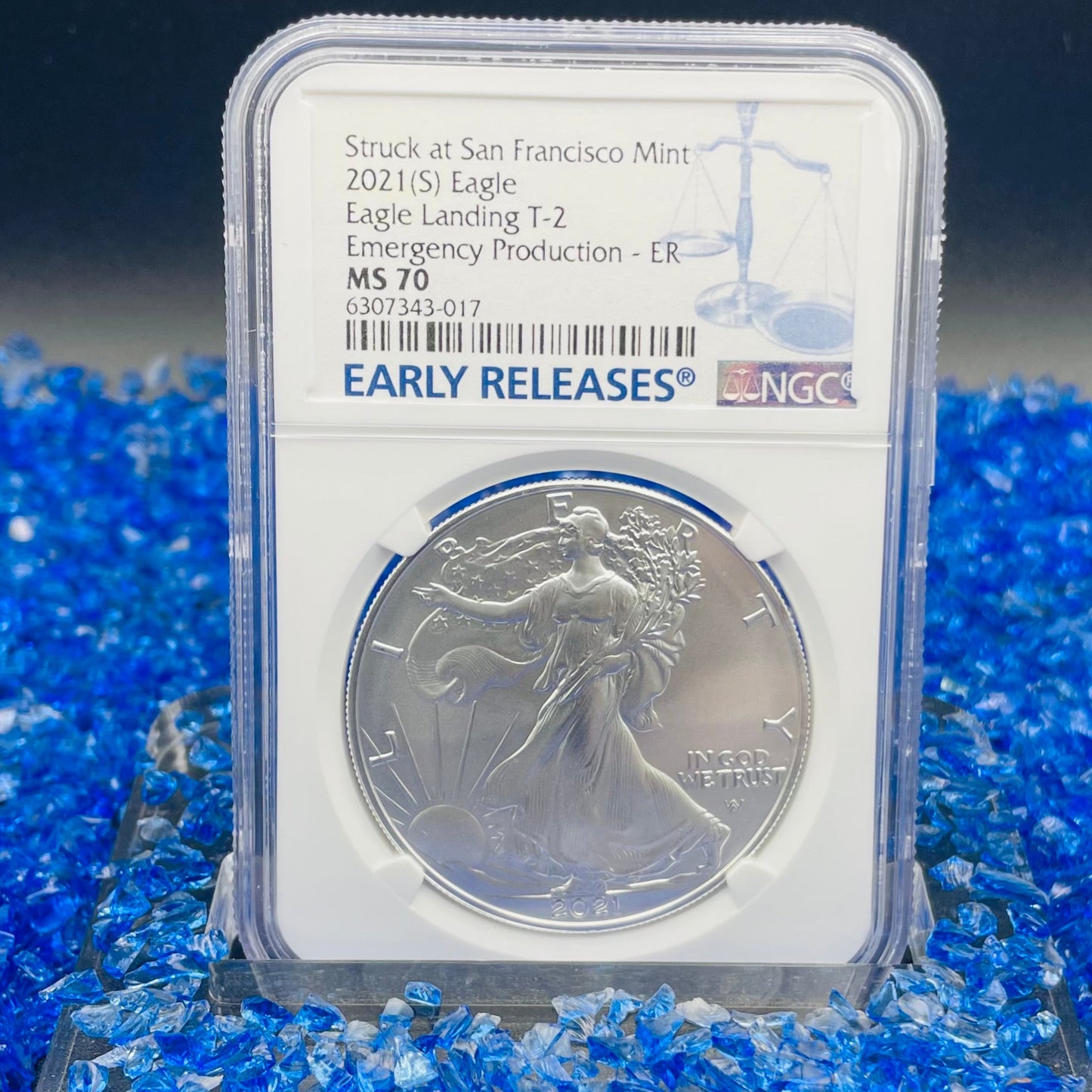 2021 (S) $1 American Silver Eagle NGC MS70 ER Emergency Issue Blue Label Mint Condition (Rare 1 of 2,201)