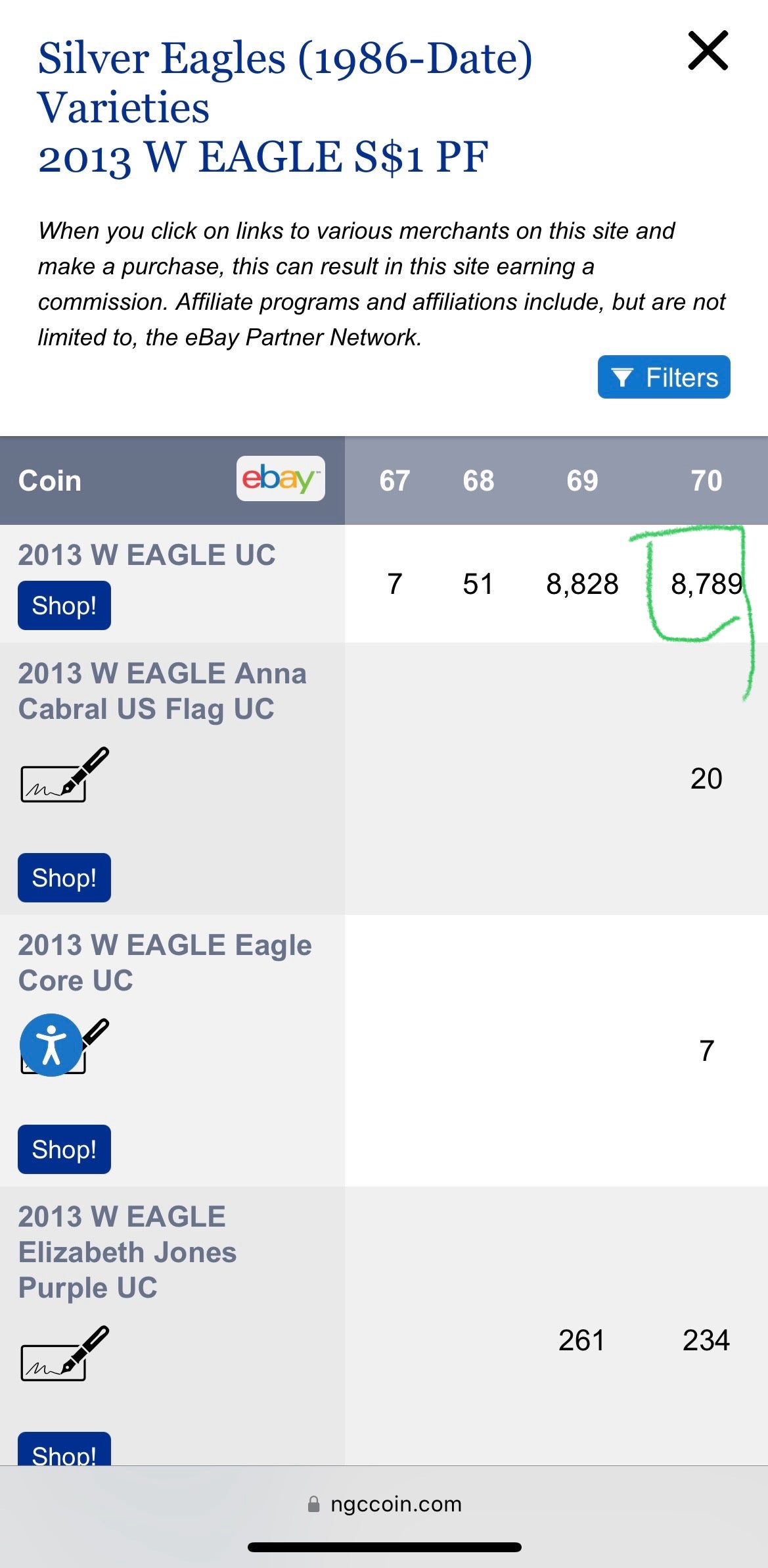 Proof 2013 (W) $1 American Silver Eagle NGC PF70 West Point Gold Star Label New Holder (1 of 8,788)