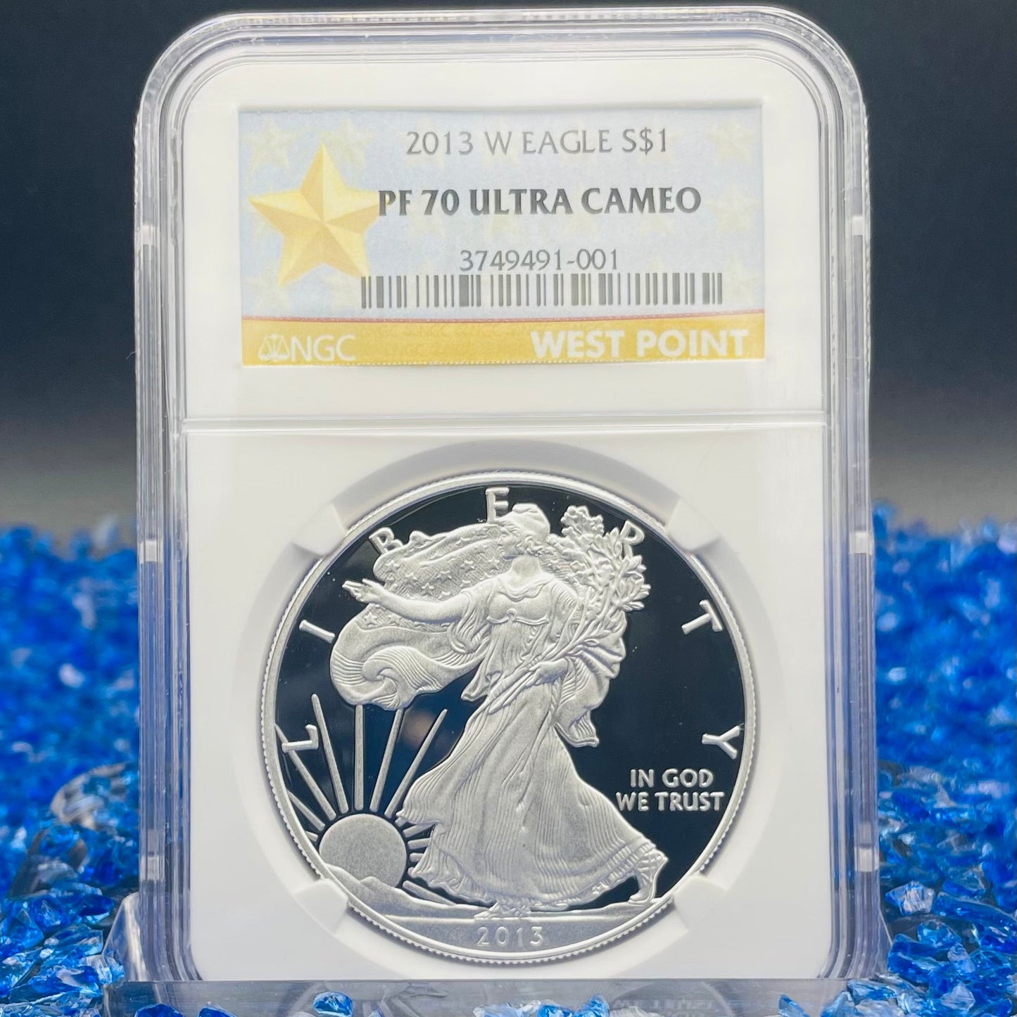 Proof 2013 (W) $1 American Silver Eagle NGC PF70 West Point Gold Star Label New Holder (1 of 8,788)