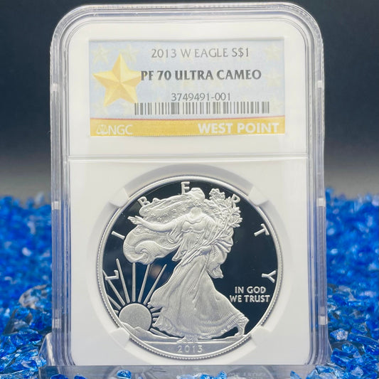 Proof 2013 (W) $1 American Silver Eagle NGC PF70 West Point Gold Star Label New Holder (1 of 8,788)