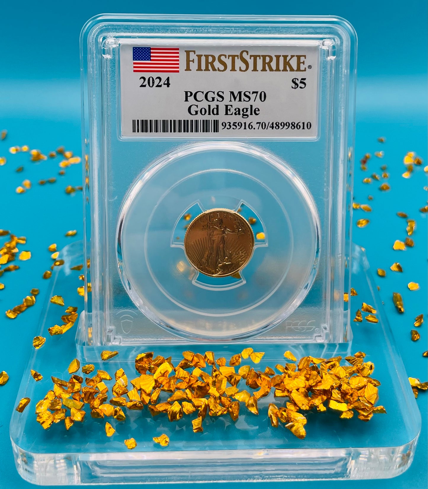 2024 $5 American Gold Eagle PCGS MS70 First Strike Flag Label (Rare 1 of 1,232)