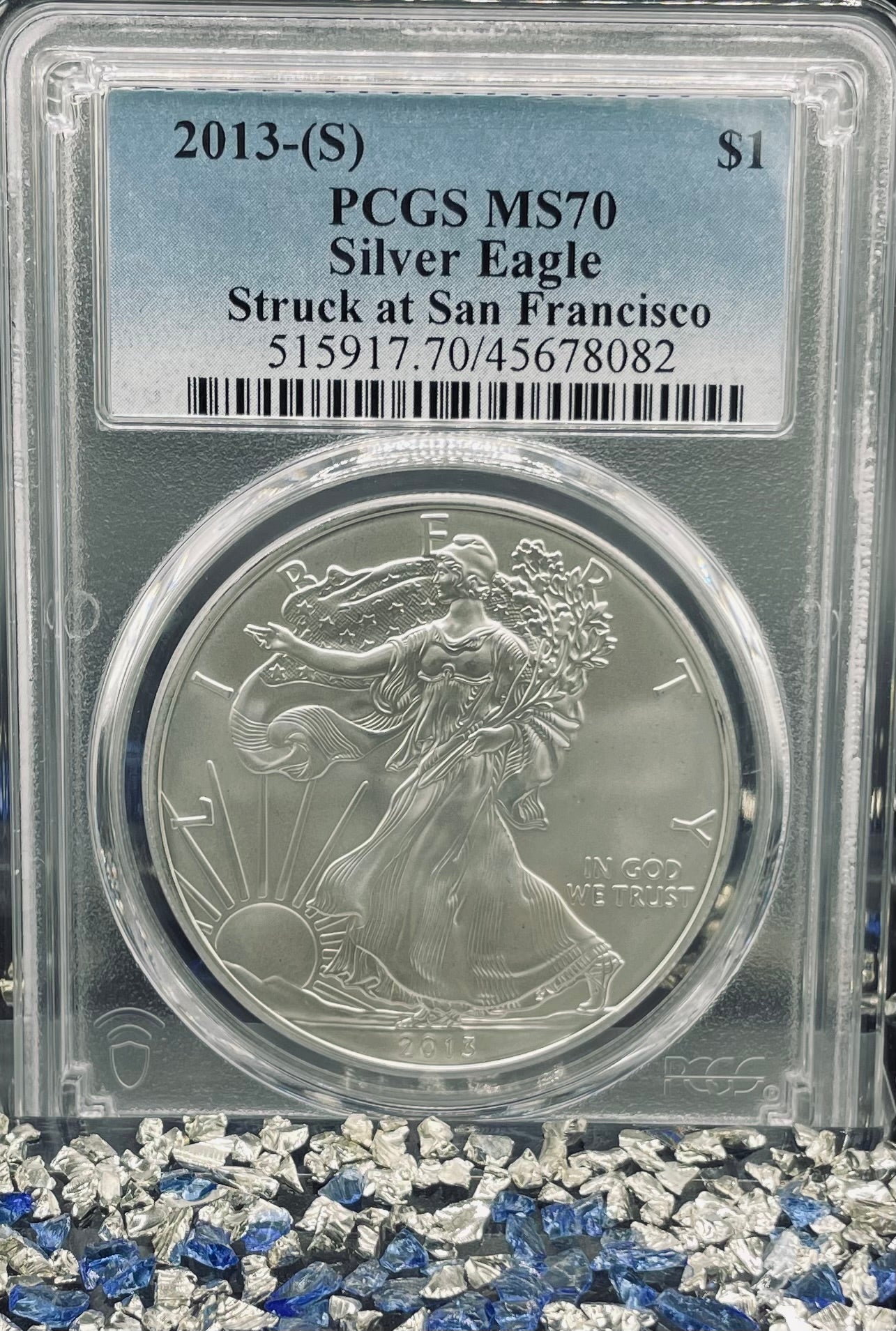 2013 (S) $1 American Silver Eagle PCGS MS70 Business Strike Blue Label (1 of 30,595)