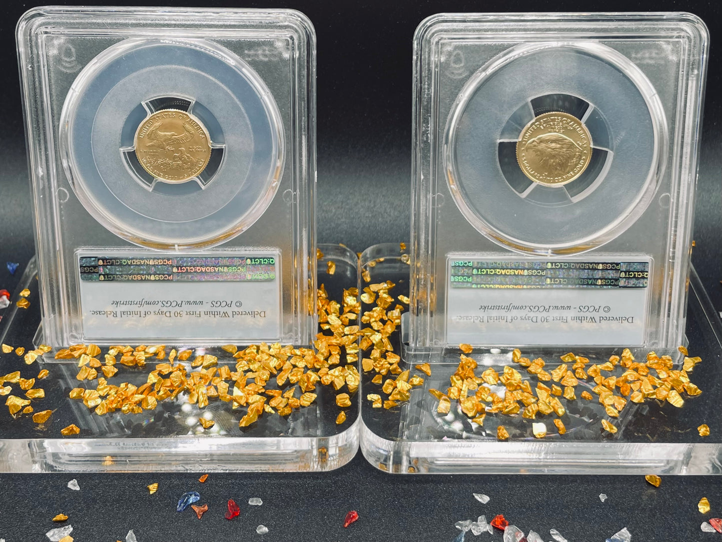 2021 $5 American Gold Eagle (2 Coin Set) PCGS MS70 First Strike Flag Type 1 and Type 2