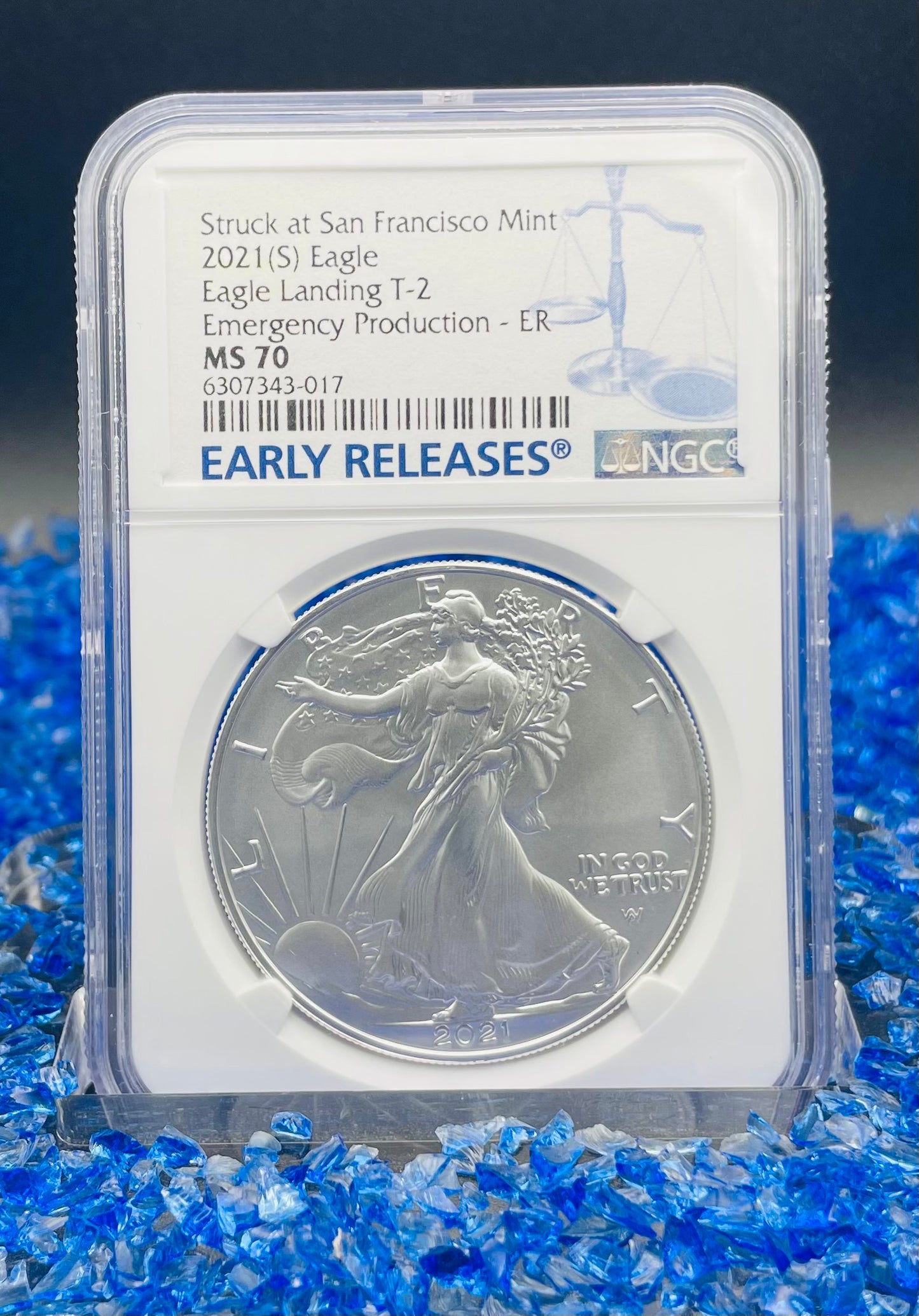 2021 (S) $1 American Silver Eagle NGC MS70 ER Emergency Issue Blue Label Mint Condition (Rare 1 of 2,201)