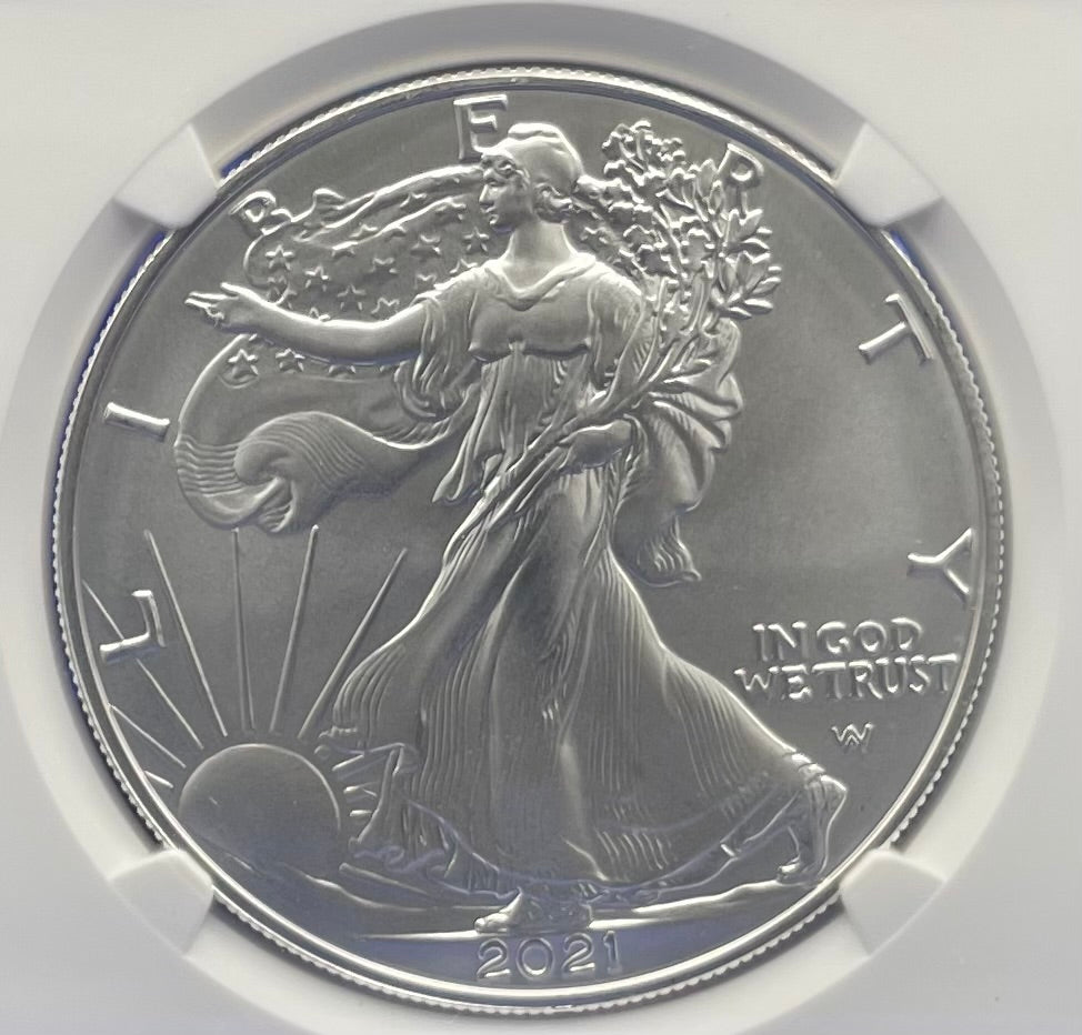 2021 (S) $1 American Silver Eagle NGC MS70 ER Emergency Issue Blue Label Mint Condition (Rare 1 of 2,201)