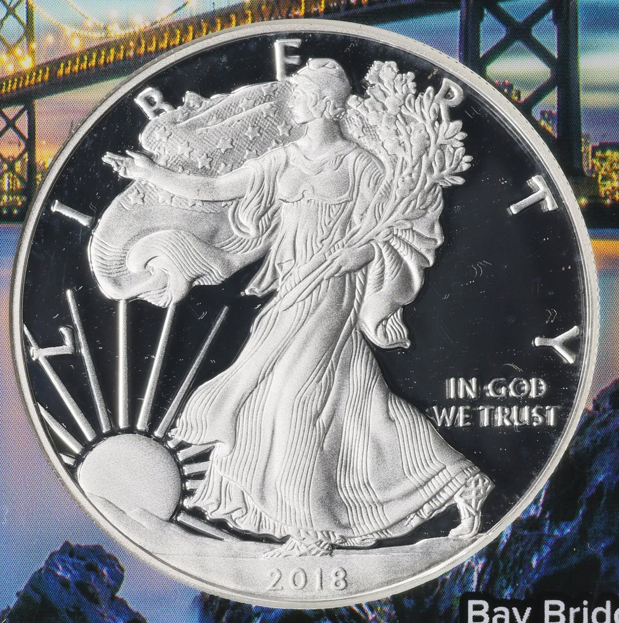 Proof 2018 (S) $1 American Silver Eagle NGC PF70 Golden Gate Bridge Holder (1 of 6,595)