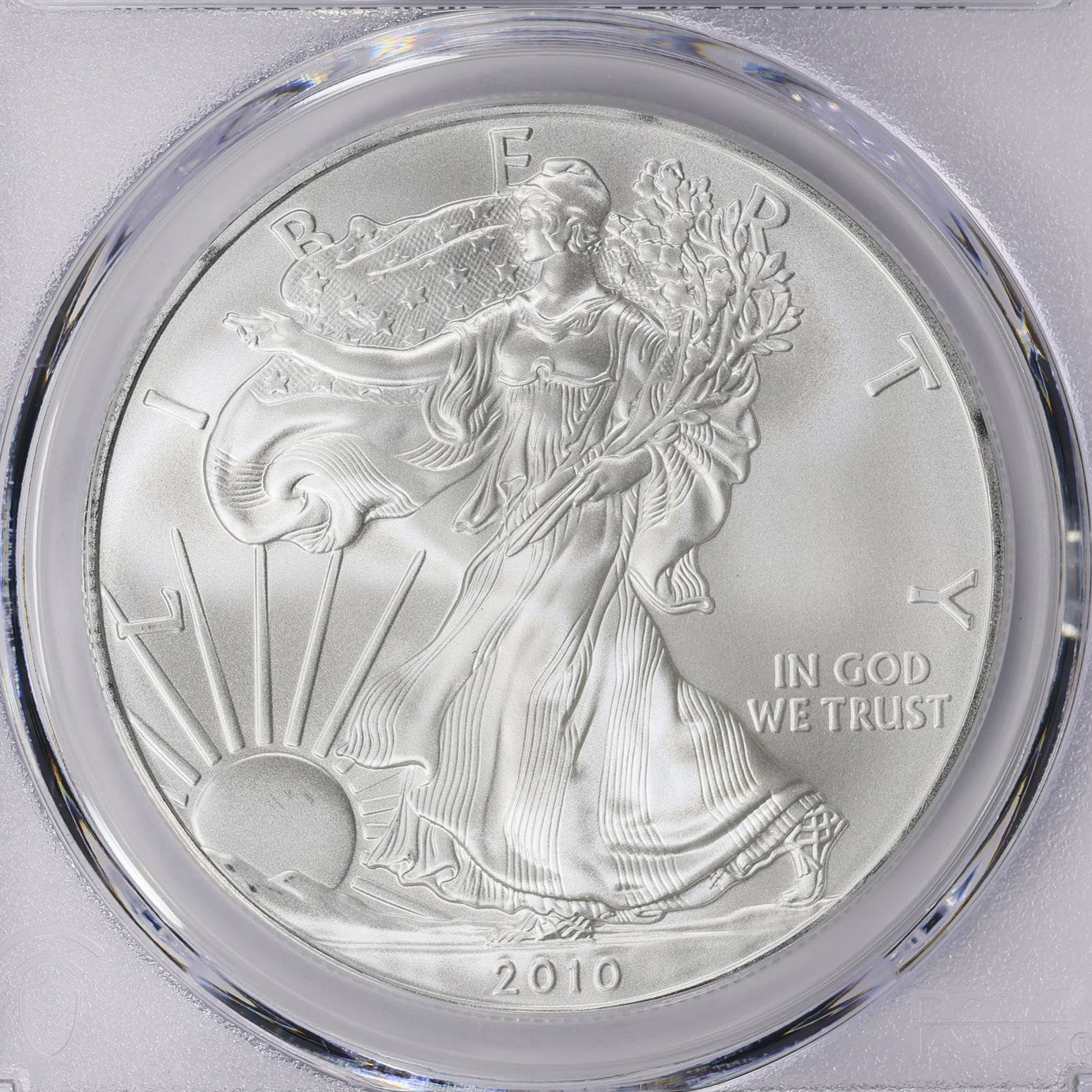 2010 Philadelphia $1 American Silver Eagle PCGS MS70 Business Strike Blue Label