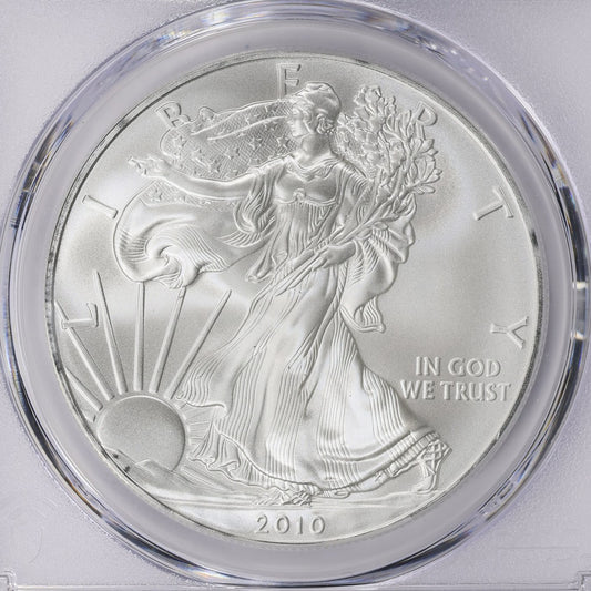 2010 Philadelphia $1 American Silver Eagle PCGS MS70 Business Strike Blue Label