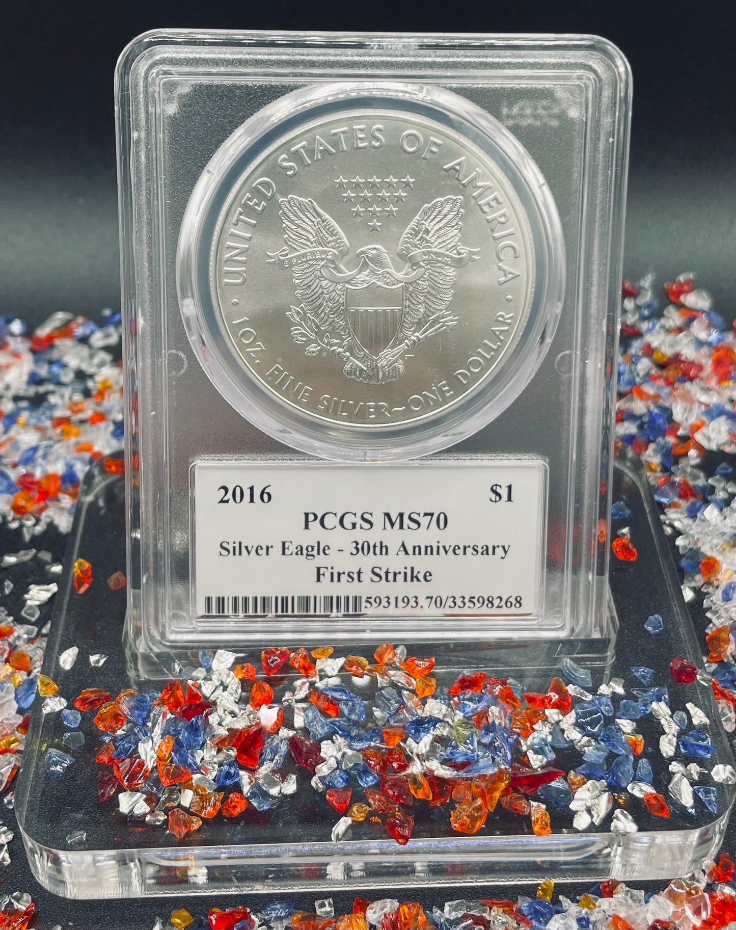 2023 $1 American Silver Eagle PCGS MS70 First Strike Eagle Flag Label