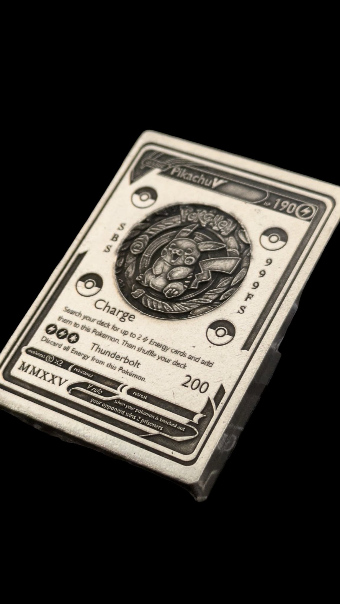 Pokémon 'Pikachu' 2.5 oz .999 Pure Silver Trading Card Hand Crafted by St Bee's in England, Satin Finish, Includes Poké Ball & COA, Mint Condition Limited Edition