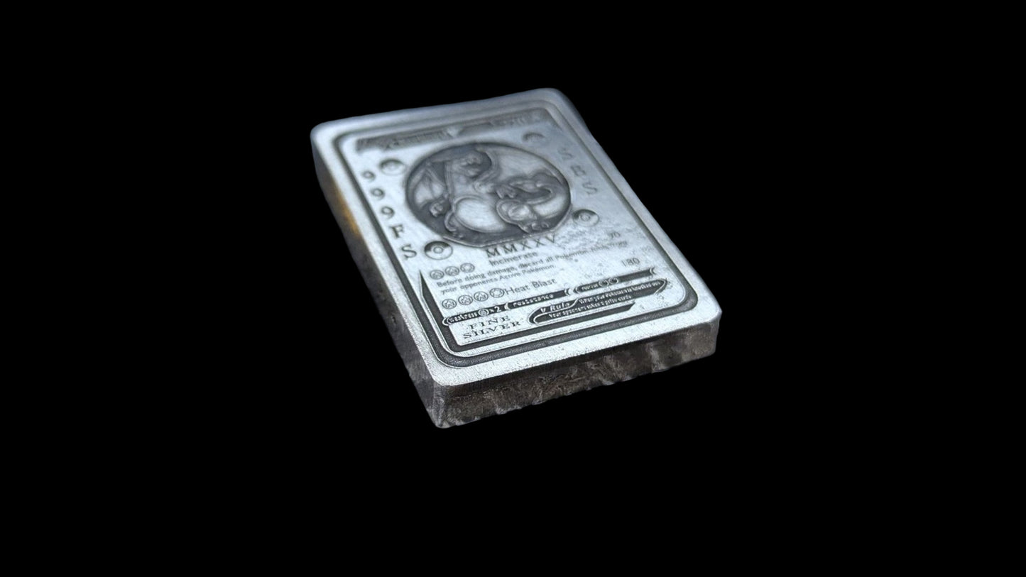 Pokémon 'Fire Charizard' 2.82 oz .999 Pure Silver Trading Card Hand Crafted by St Bee's in England, Satin Finish, Includes Poké Ball & COA, Mint Condition Limited Edition