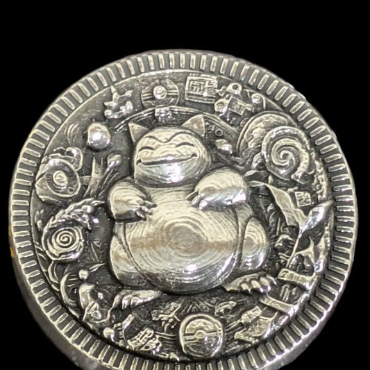 Pokémon 'Snorlax' 2 oz .999 Pure Silver Round Hand Crafted by St Bee's in England, Satin Finish, Includes Poké Ball & COA, Mint Condition, Limited Edition