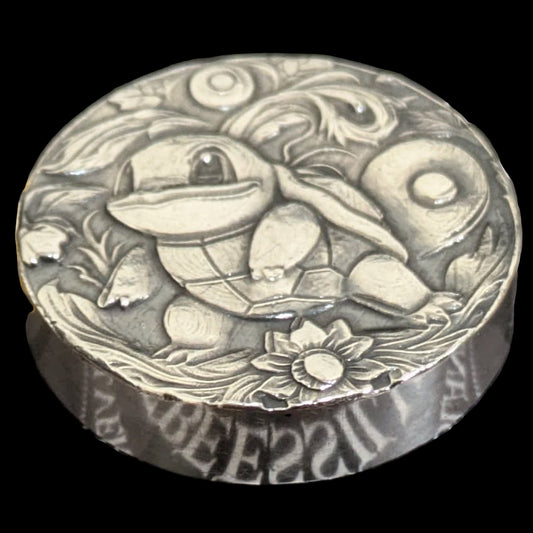 Pokémon 'Squirtle' 2 oz .999 Pure Silver Round Hand Crafted by St Bee's in England, Satin Finish, Includes Poké Ball & COA, Mint Condition Limited Edition