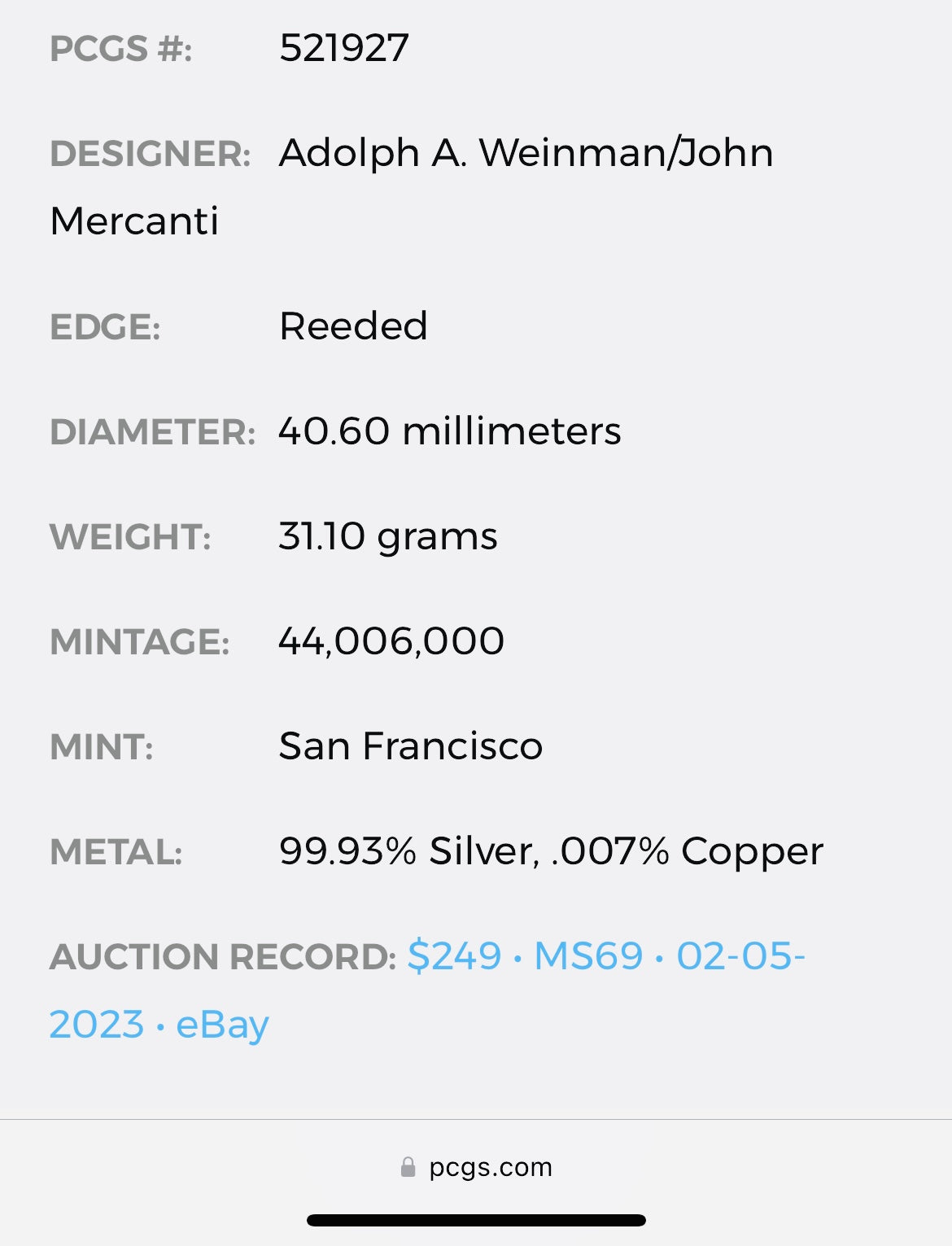 2014 (S) $1 American Silver Eagle PCGS MS70 Business Strike Blue Label Mint Condition (1 of 18,995)