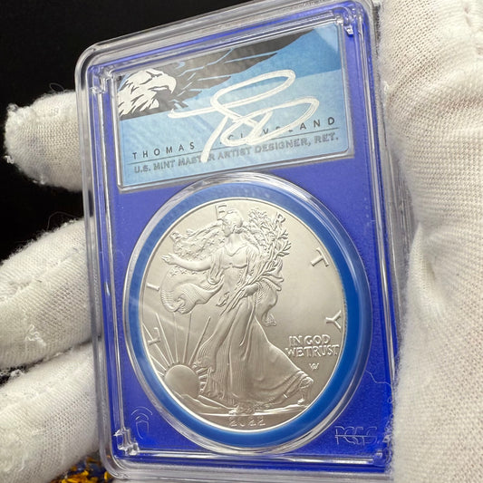 2022 $1 American Silver Eagle PCGS MS70 FDOI Thomas Cleveland Signed Blue Gasket and Blue Holder Mint (1 of 420)