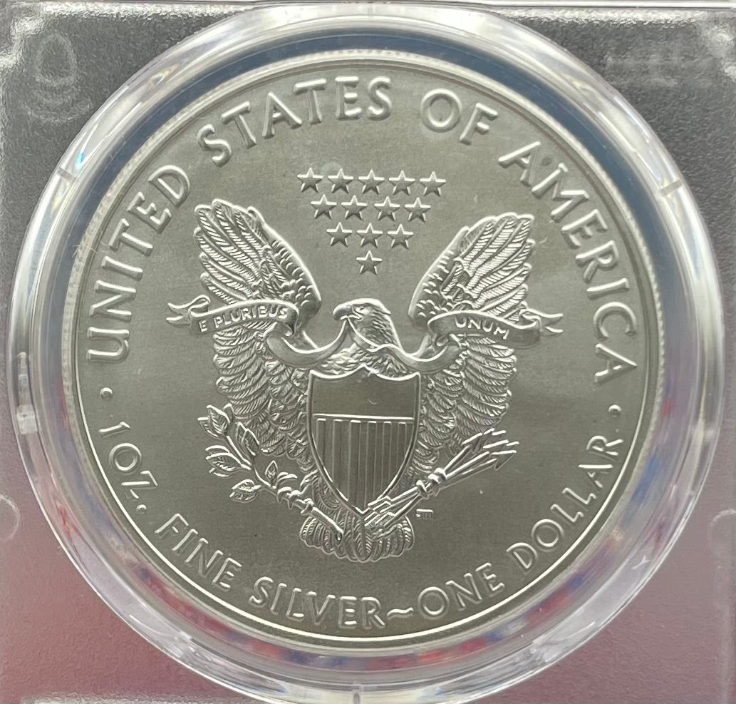 2021 (S) $1 American Silver Eagle PCGS MS70 FDOI Type 1 Reagan Legacy Series Signed Label (1 of 529)