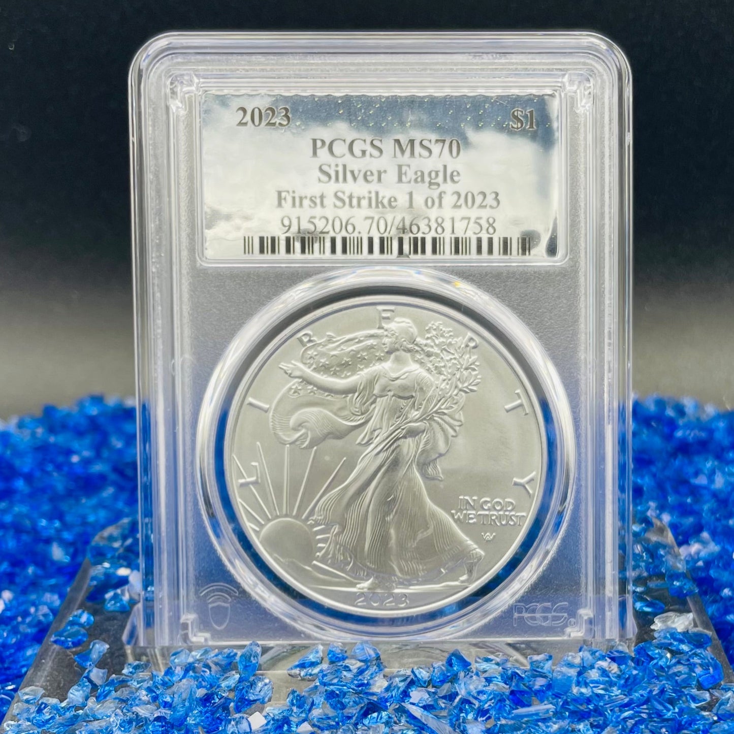 2023 $1 American Silver Eagle PCGS MS70 First Strike Silver Foil Label (Rare 1 of 2023)