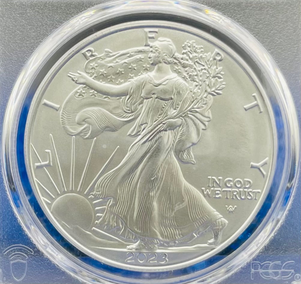 2023 $1 American Silver Eagle PCGS MS70 First Strike Silver Foil Label (Rare 1 of 2023)