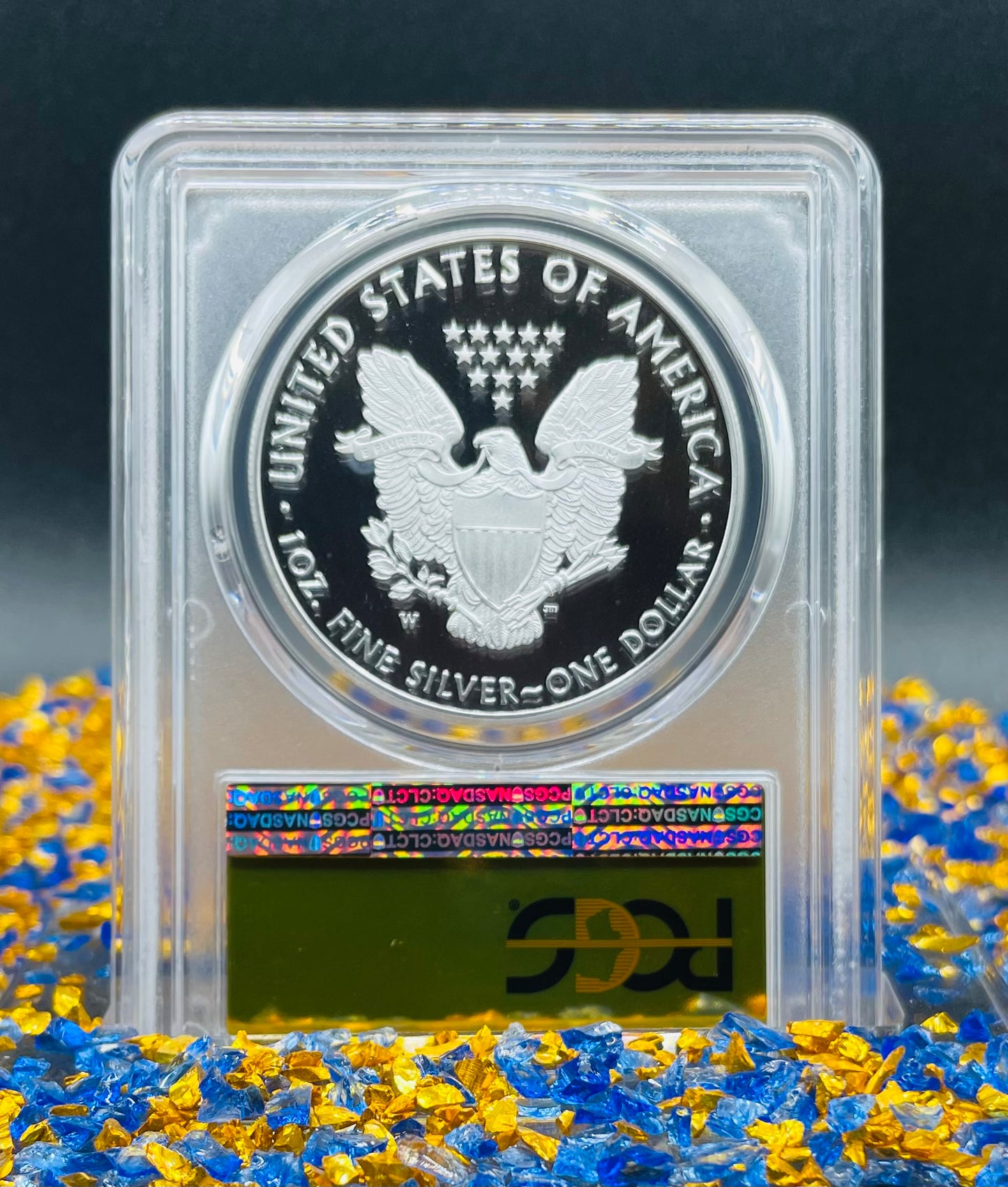 Proof 2018 (W) $1 American Silver Eagle PCGS PR70DCAM FDOI Gold Foil Label (1 of 2,018)