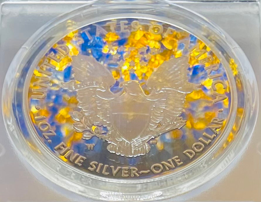 Proof 2018 (W) $1 American Silver Eagle PCGS PR70DCAM FDOI Gold Foil Label (1 of 2,018)