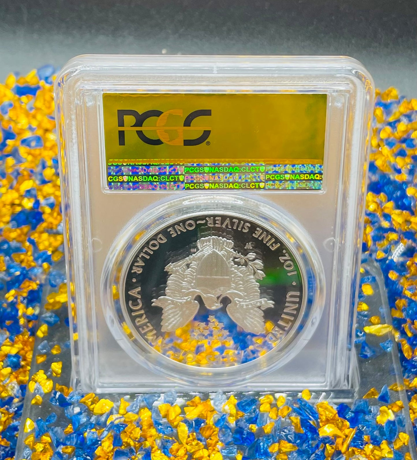 Proof 2018 (W) $1 American Silver Eagle PCGS PR70DCAM FDOI Gold Foil Label (1 of 2,018)