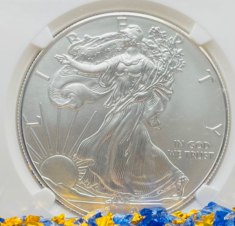 2014 (W) $1 American Silver Eagle NGC MS70 West Point Gold Star Label (Rare 1 of 18,292)
