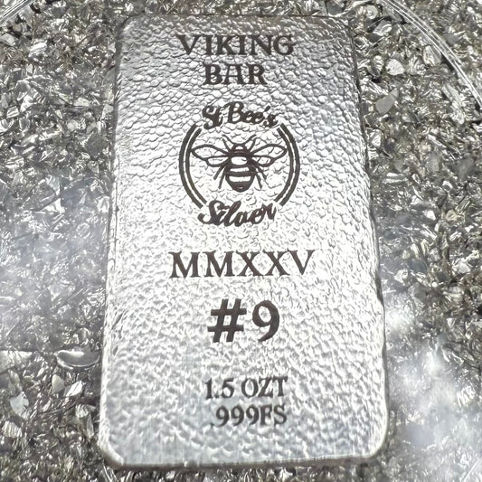 'Viking Bar' 1.5 oz .999 Fine Silver Bar, Hand Crafted by St Bee's in England, Antique Finish, Includes Wood Treasure Chest, COA, Mint Condition