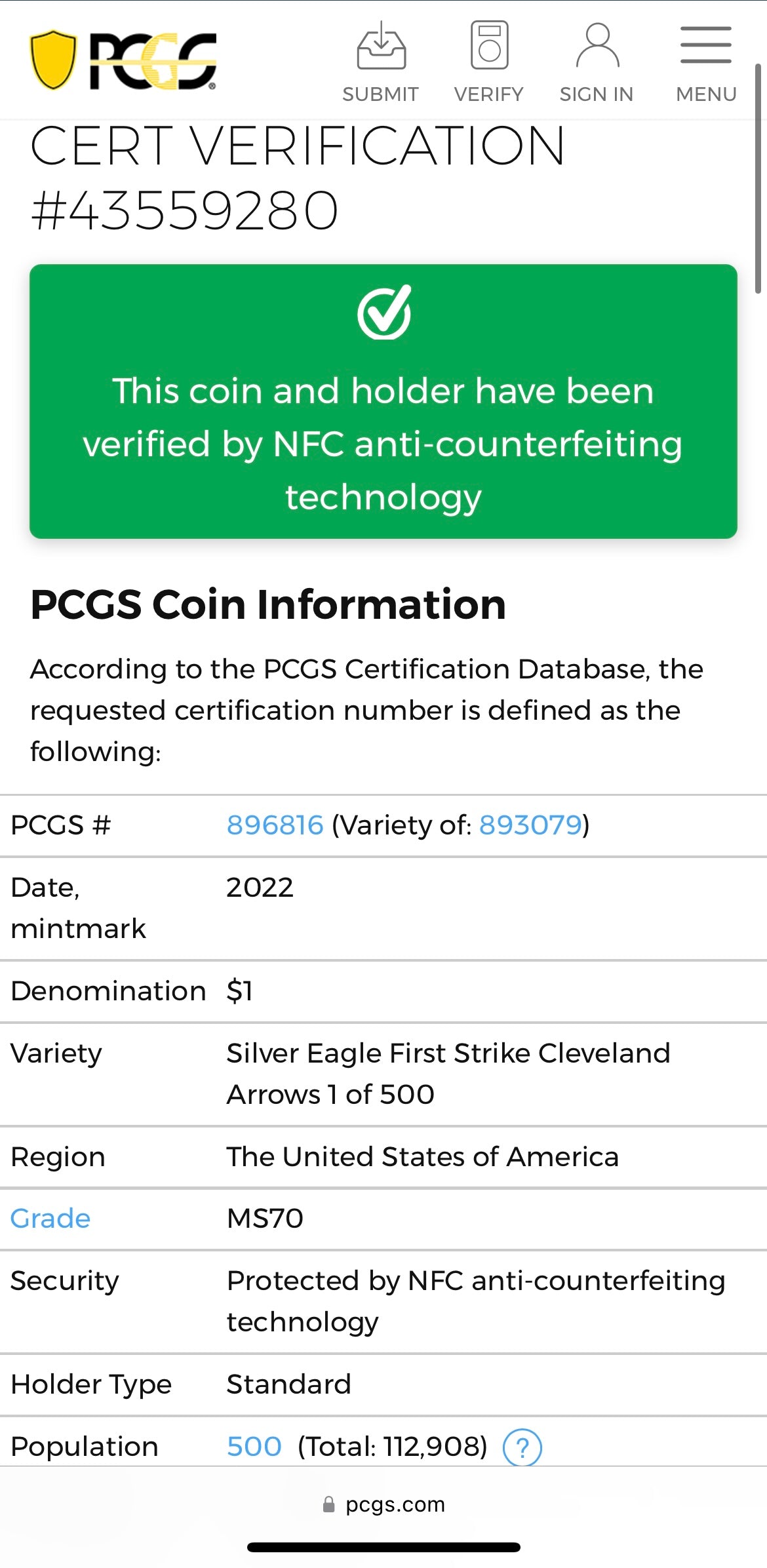 2022 $1 American Silver Eagle PCGS MS70 First Strike U.S. Mint AIP Master Designer Thomas Cleveland Signed Label (1 of 500)