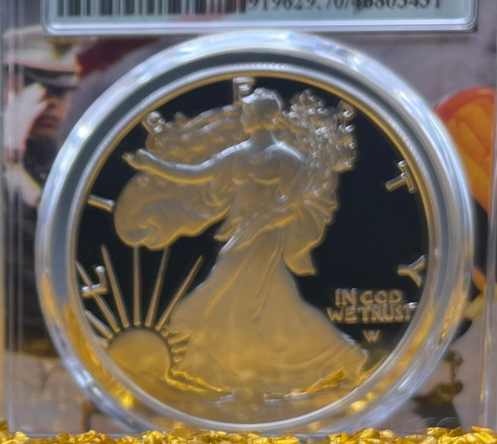 Proof 2023 (W) $1 American Silver Eagle PCGS PR70DCAM West Point Fighter Jet Label Congratulations Set Mint Condition (1 of 24)