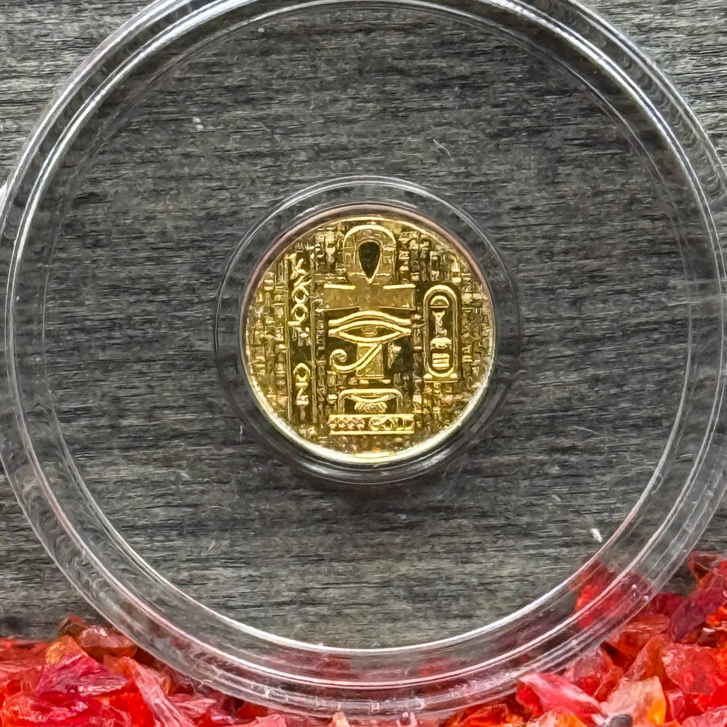 1/200 oz .9999 Fine Gold Bullion Egyptian Scarab by Monarch Precious Metals Proof Like Finish, Capsule & One World Coin