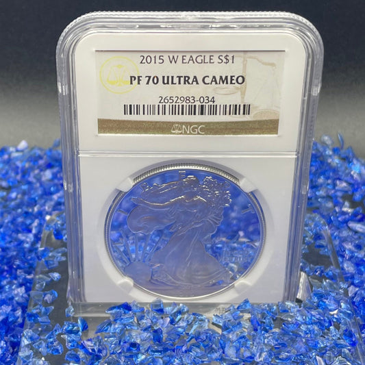 Proof 2015 (W) $1 American Silver Eagle NGC PF70 Classic Brown Label Mint Condition ( 1 of 9,548)