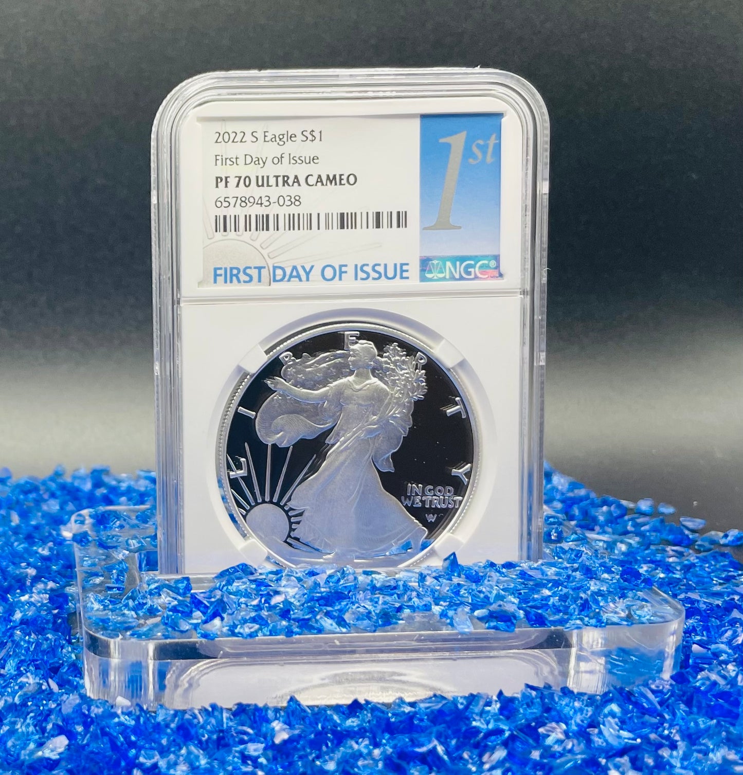 Proof 2022 (S) $1 American Silver Eagle NGC PF70 FDOI Label White Core Mint Condition (1 of 3,825)