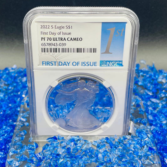 Proof 2022 (S) $1 American Silver Eagle NGC PF70 FDOI Label White Core Mint Condition (1 of 3,825)