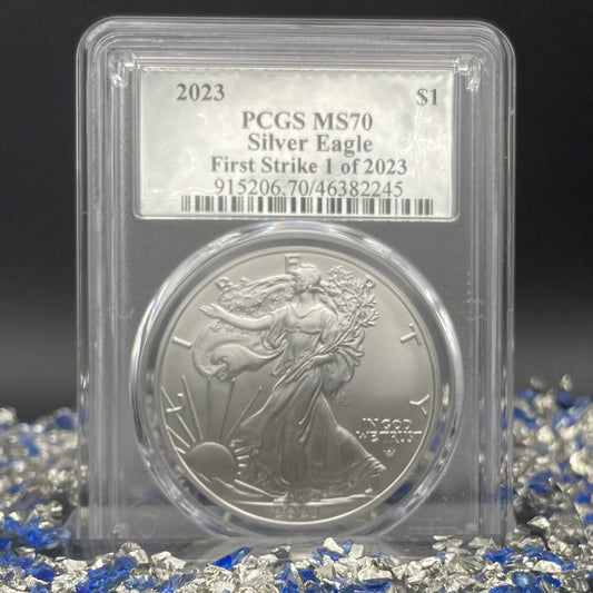 2023 $1 American Silver Eagle PCGS MS70 First Strike Silver Foil Label (Rare 1 of 2023)