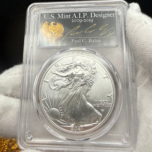 2021 $1 American Silver Eagle PCGS MS70 T-2 FDOI Balan Signed Rare Gold Eagle 1 of 250 Mint