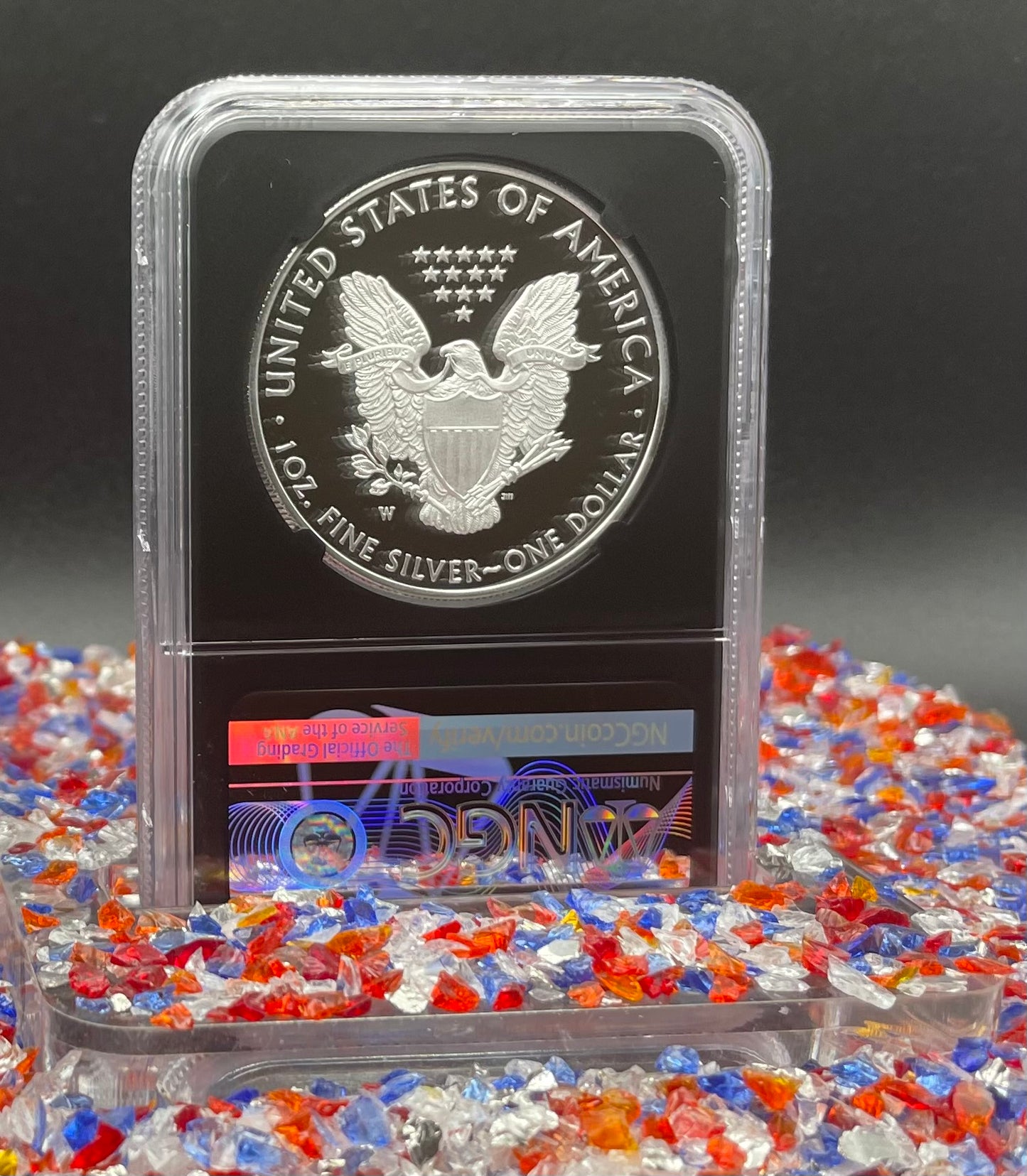 Proof 2018 (W) $1 American Silver Eagle NGC PF70 American Flag Label John Mercanti Signed (1 of 1,128)