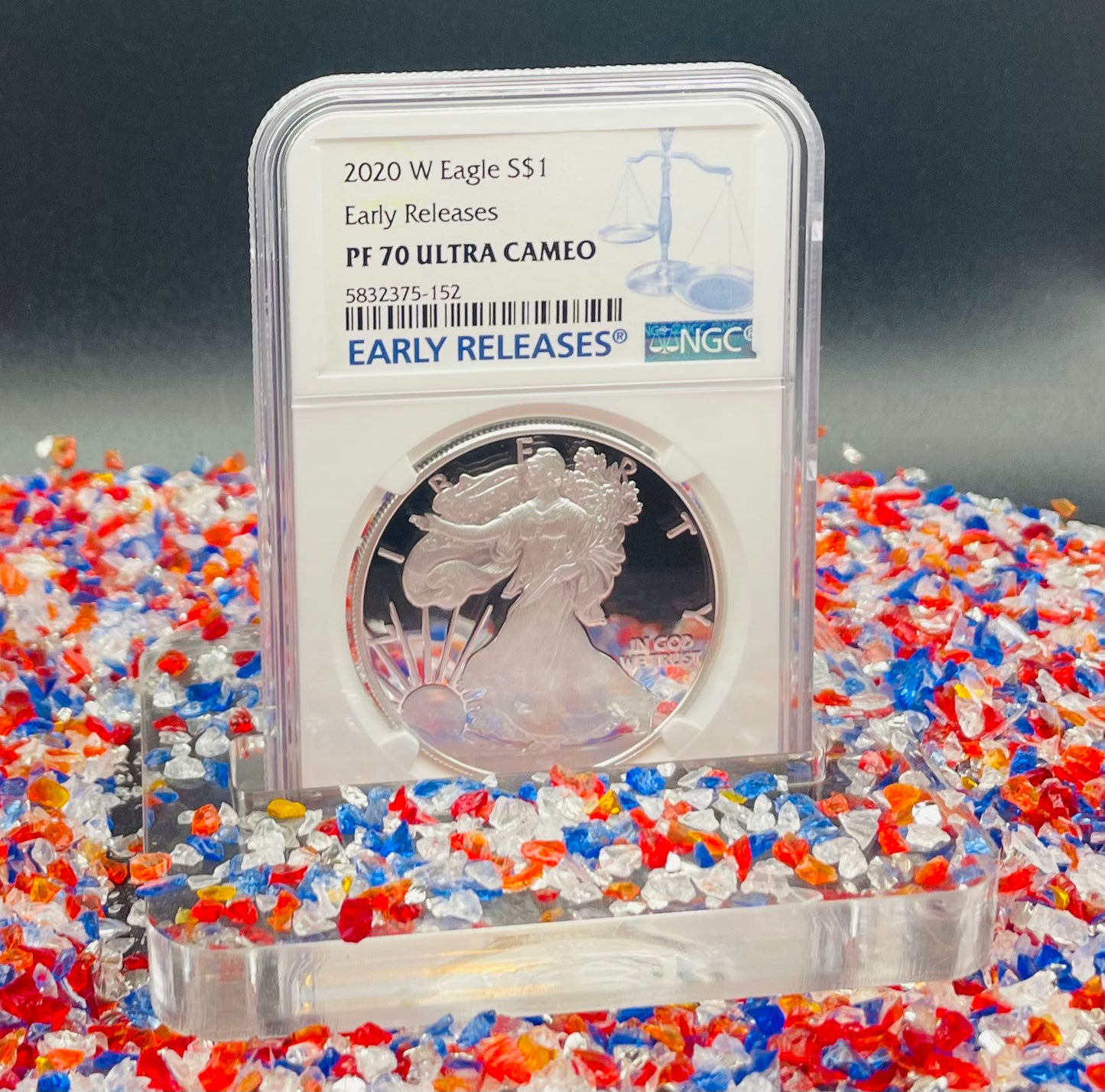 Proof 2020 (W) $1 American Silver Eagle NGC PF70 Early Releases Modern Blue Label Mint Condition (1 of 4,472)