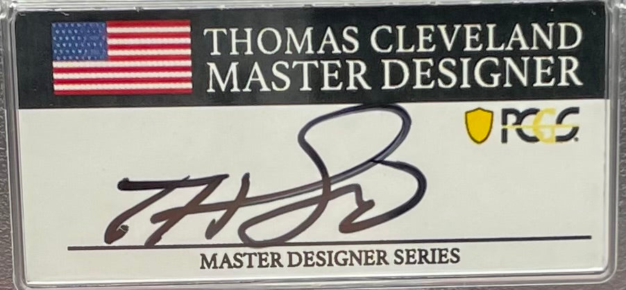 2022 (W) $1 American Silver Eagle PCGS MS70 Master Designer Thomas Cleveland Signed American Flag Black Label Mint Condition (1 of 150)