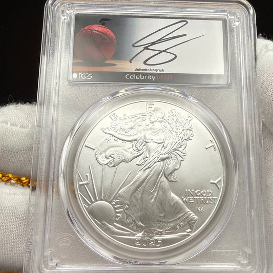 2025 $1 American Silver Eagle PCGS MS70 NBA Legend Jabari Smith Signed Label Mint Condition 1 of 50