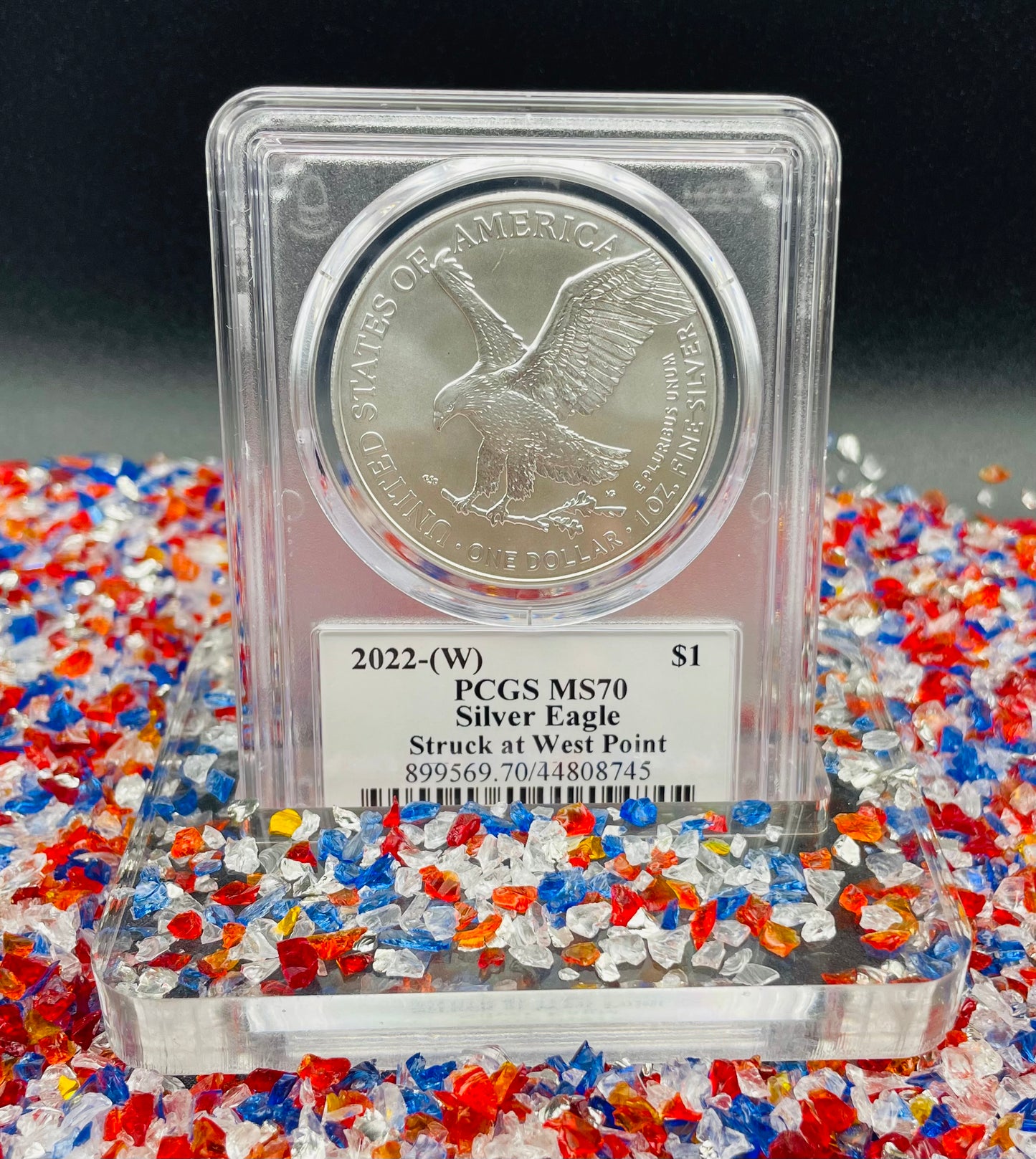 2022 (W) $1 American Silver Eagle PCGS MS70 Master Designer Thomas Cleveland Signed American Flag Black Label Mint Condition (1 of 150)
