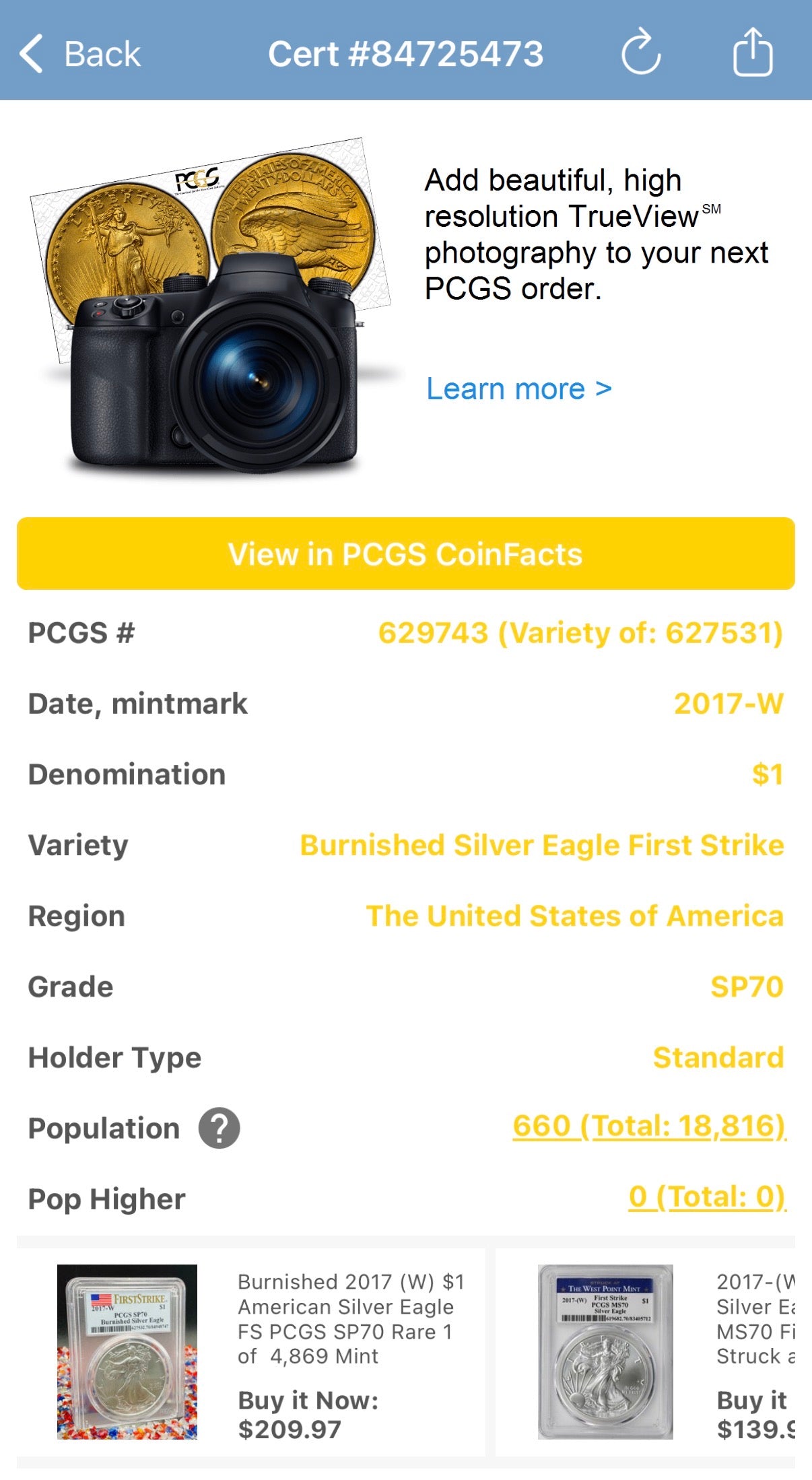 2017 (W) Burnished $1 American Silver Eagle PCGS SP70 First Strike John Mercanti Signed Rare 1 of 660 Mint!