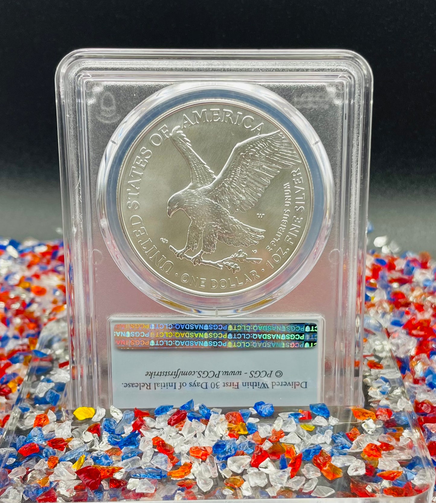 Burnished 2021 (W) $1 American Silver Eagle PCGS SP70 First Strike Type 2 American Flag Label Mint Condition (1 of 3,659)