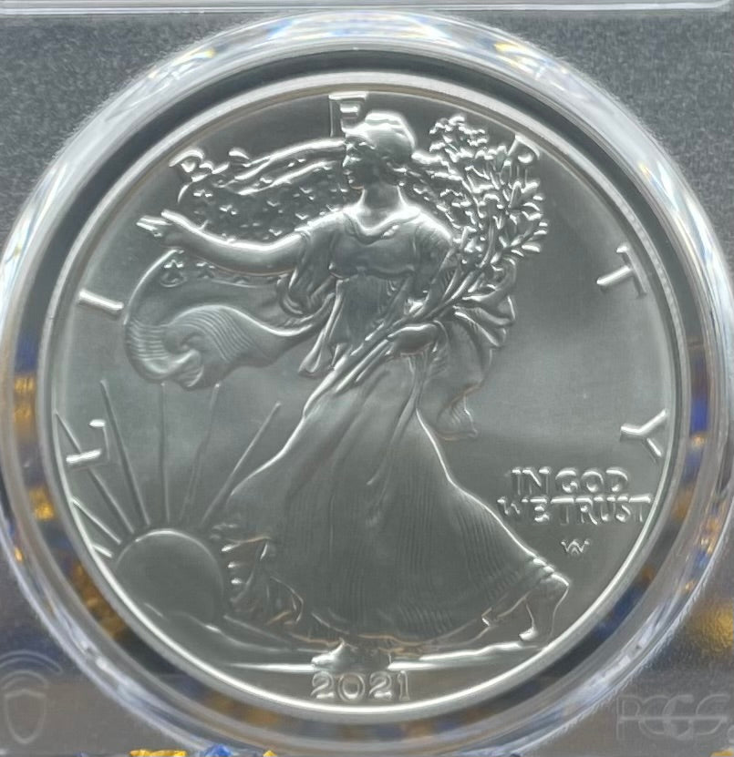 2021 T-2 $1 (W) American Silver Eagle PCGS MS70 NFL Hall of Fame Andre Reed Signed 1 of 100