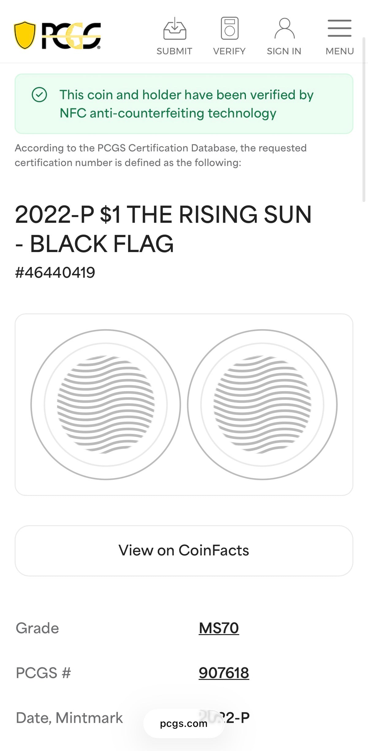 2022-P 1 oz Tuvaluan Silver Dollar $1 PCGS MS70 The Rising Sun - Black Flag (1 of 38)