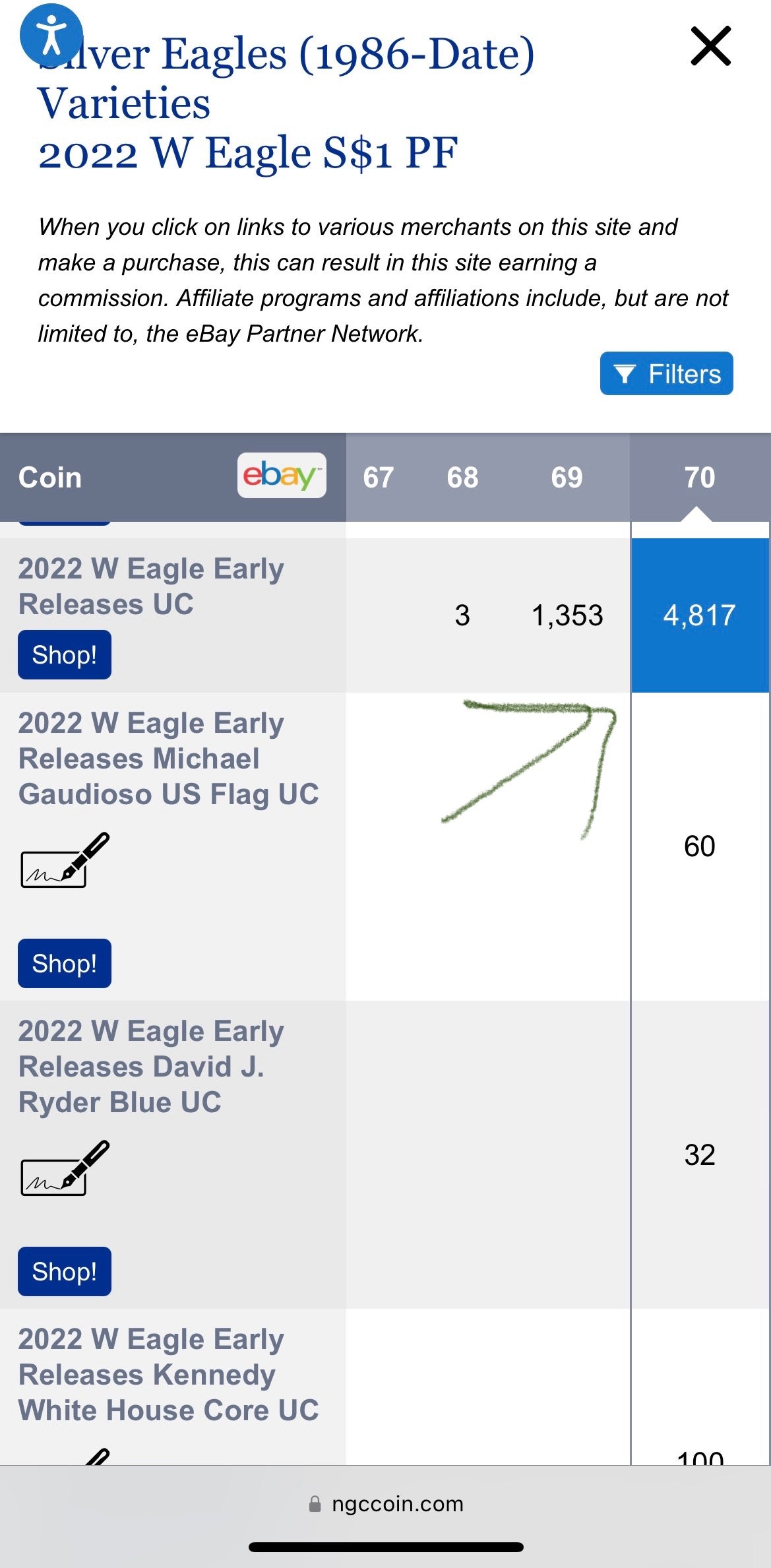 Proof 2022 (W) $1 American Silver Eagle NGC PF70 Early Releases Modern Silver Eagle Label Mint Condition (1 of 4,817)